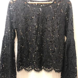 New Bebe Lace Bell Sleeve Blouse never worn